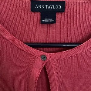 Ann Taylor 100% silk button down long sleeve sweater